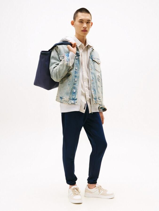 Tommy Jeans Blauwe Geborstelde Katoenen Joggers Slim Fit Blue Heren