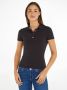 Tommy Jeans Zwarte Polo T-shirts met Geborduurd Logo Black Dames - Thumbnail 3