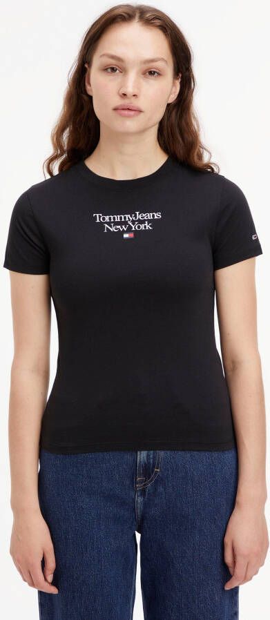 TOMMY JEANS Shirt met korte mouwen TJW BBY ESSENTIAL LOGO 1 SS met geprint label op borsthoogte