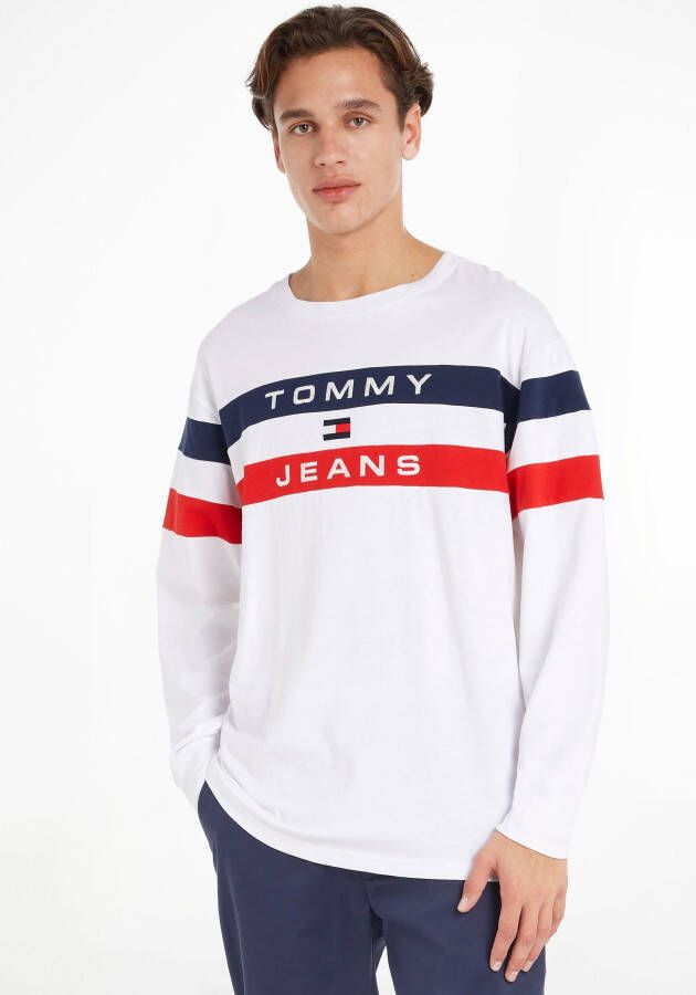Tommy Jeans Gebreide Crewneck Pullover met Vlag Logo White Heren