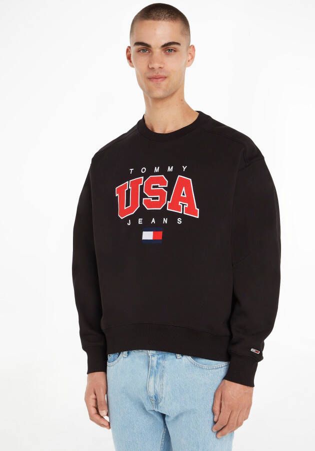Tommy Jeans Sweatshirt met labelstitching model 'BOXY'