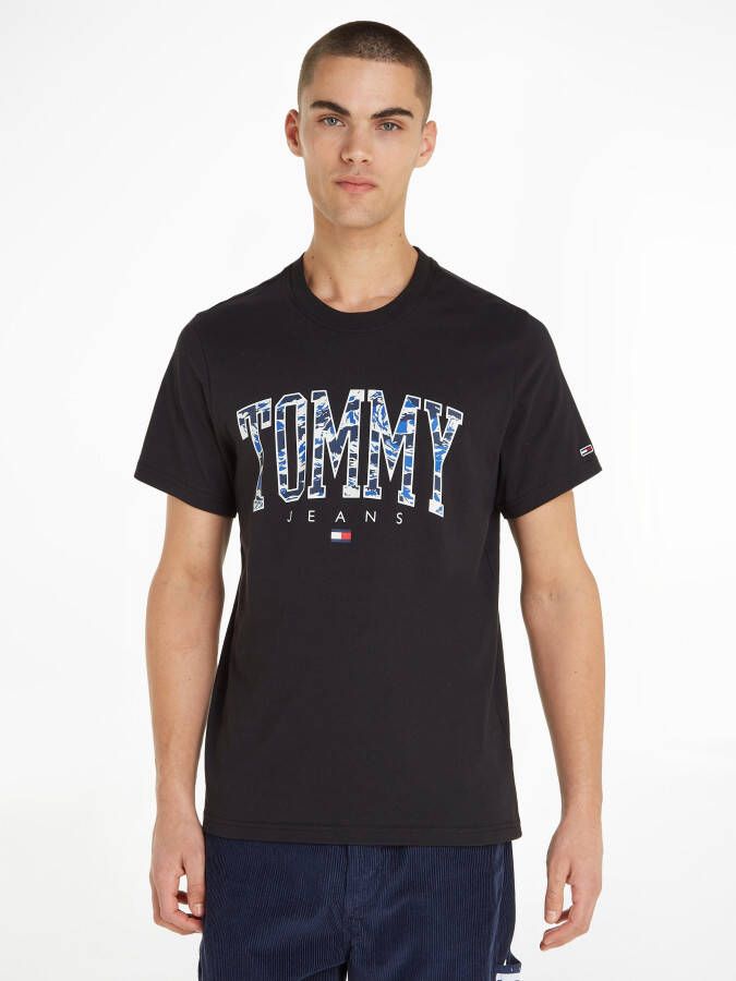 Tommy Jeans Zwart Logo Print Katoenen T-Shirt Black Heren