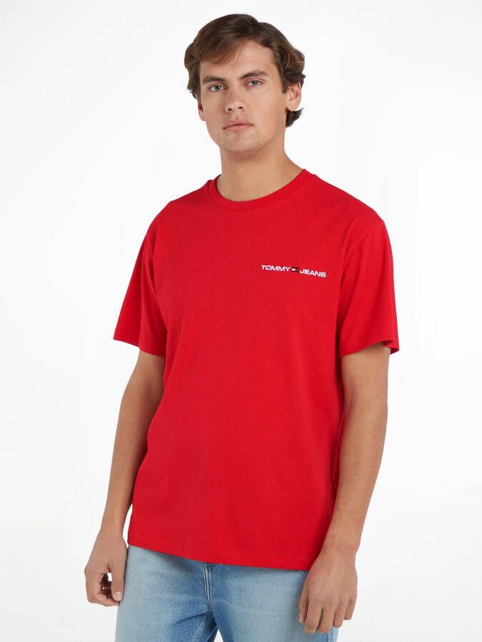 Tommy Jeans Heren Rode T-shirt Korte Mouw Herfst Winter Red Heren