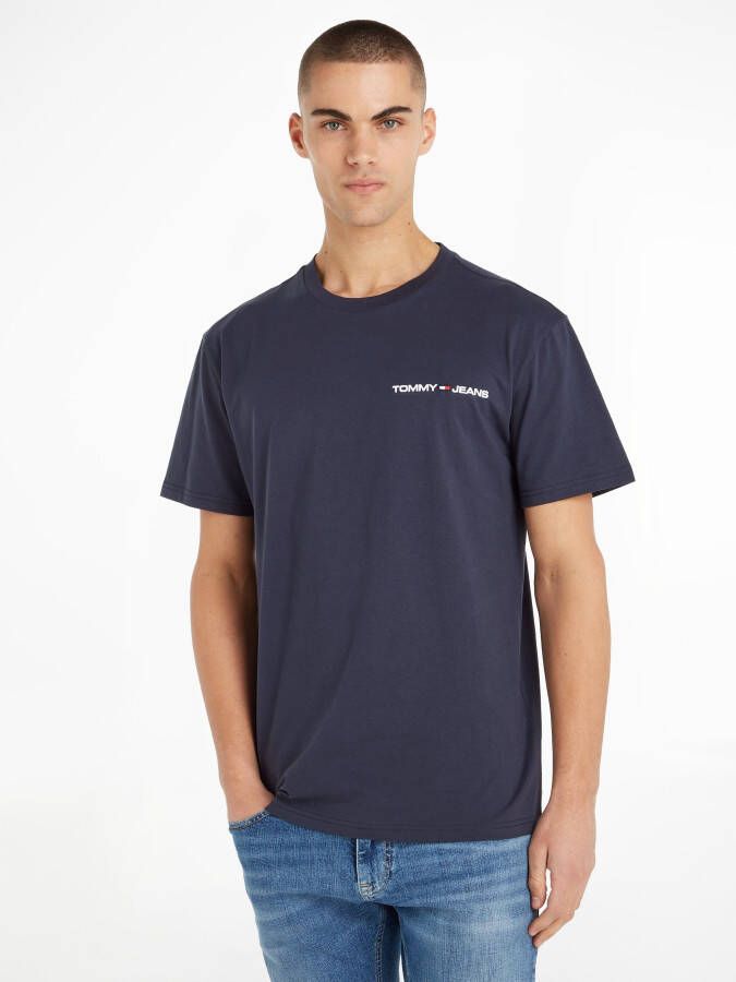 Tommy Jeans Geborduurd Logo T-Shirt Milieuvriendelijk Blue Heren