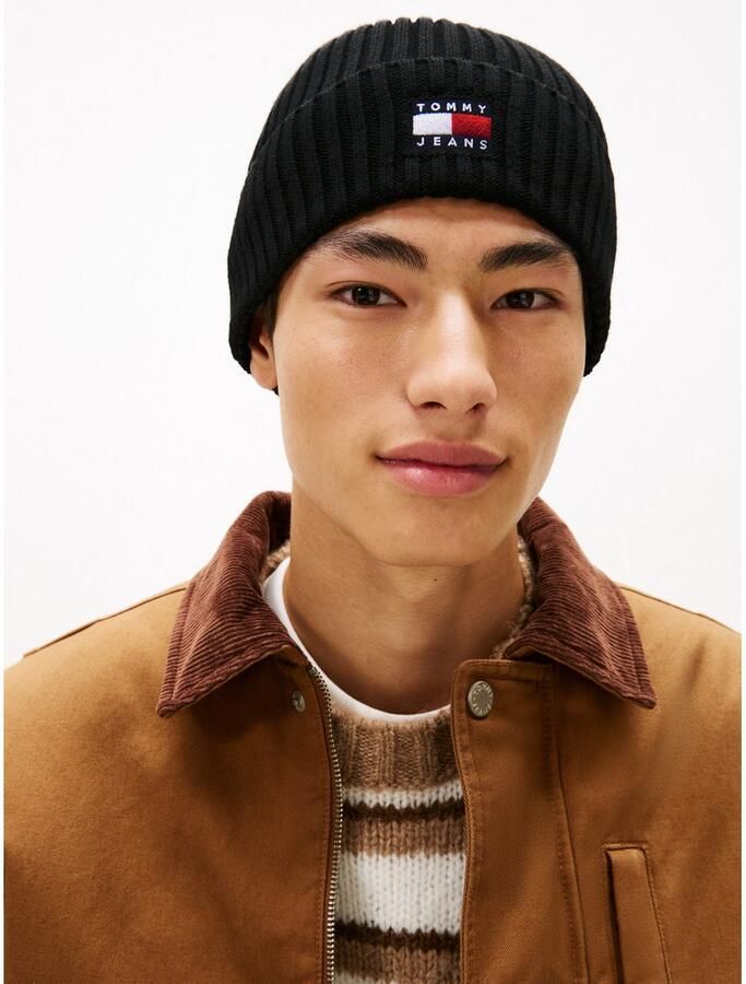 TOMMY JEANS Beanie TJM HERITAGE CORE Ribbreisel omslag normale pasvorm