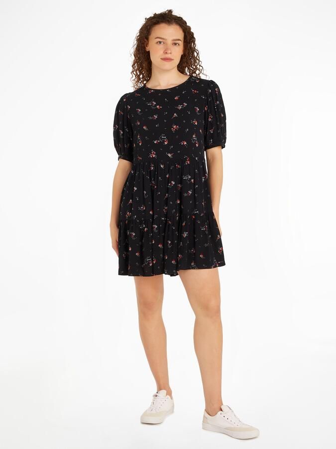 Tommy Jeans Curve Blousejurk TJW BLACK FLORAL TIERD DRESS EXT - Foto 7