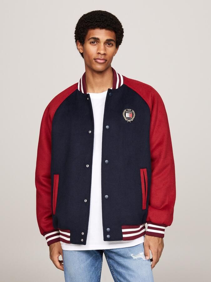 TOMMY JEANS Bomberjack TJM WOOL BLEND CREST BOMBER Color Block-ontwerp -wapen-borduursel op de borst - Foto 5