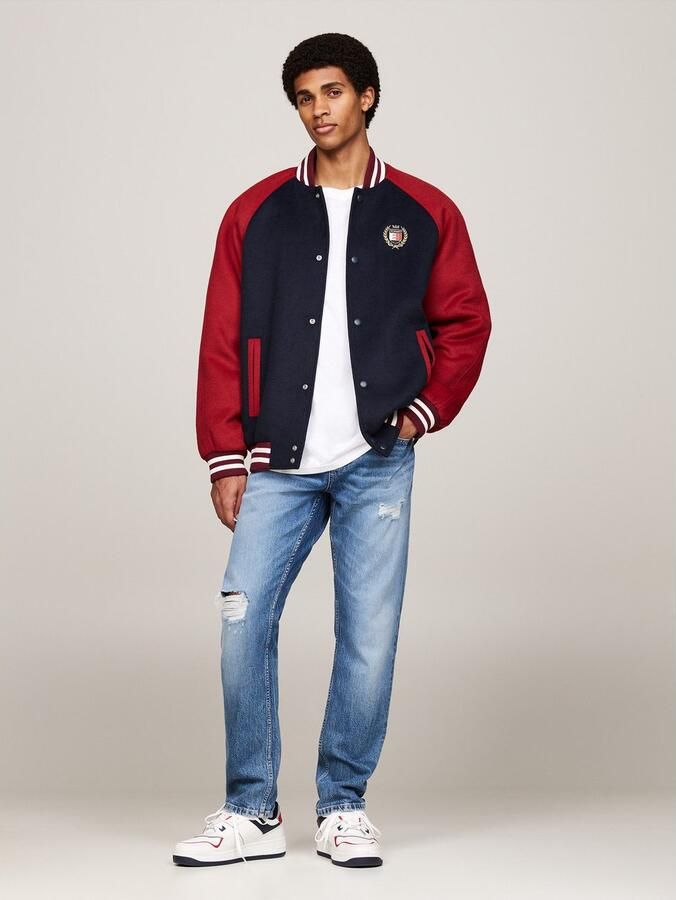 TOMMY JEANS Bomberjack TJM WOOL BLEND CREST BOMBER Color Block-ontwerp -wapen-borduursel op de borst - Foto 4