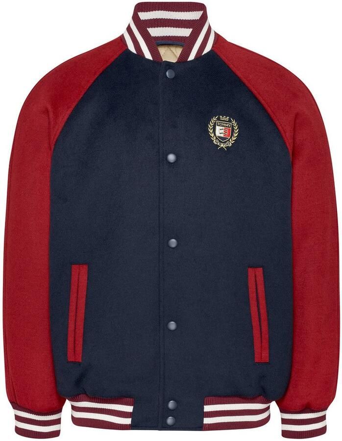 TOMMY JEANS Bomberjack TJM WOOL BLEND CREST BOMBER Color Block-ontwerp -wapen-borduursel op de borst