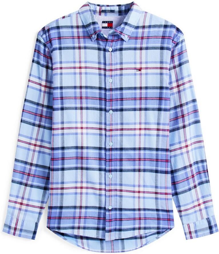 TOMMY JEANS Flanellen overhemd TJM REG FLANNEL CHECK SHIRT EXT geruit regular fit overhemd met lange mouwen button-down kraag