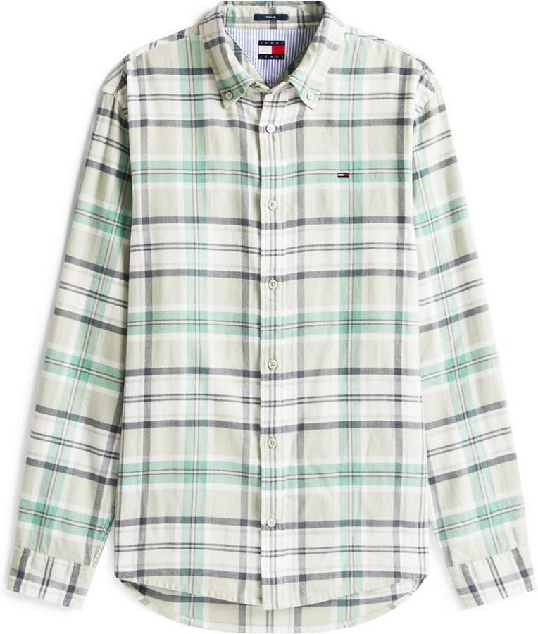 TOMMY JEANS Flanellen overhemd TJM REG FLANNEL CHECK SHIRT EXT geruit regular fit overhemd met lange mouwen button-down kraag