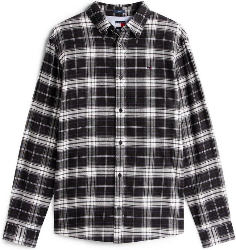 TOMMY JEANS Flanellen overhemd TJM REG FLANNEL CHECK SHIRT EXT geruit regular fit overhemd met lange mouwen button-down kraag