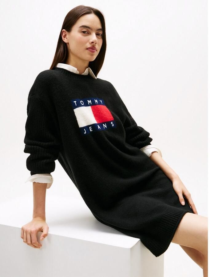 TOMMY JEANS Gebreide jurk TJW FLAG SWEATER DRESS EXT