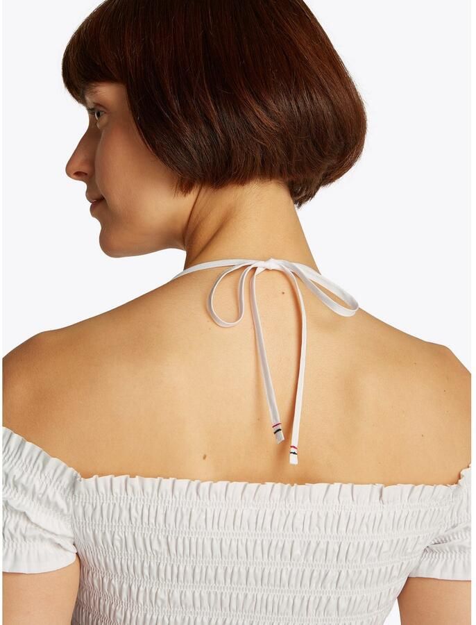 TOMMY JEANS Gesmokte jurk TJW RUCHE F&F POPLIN DRESS EXT