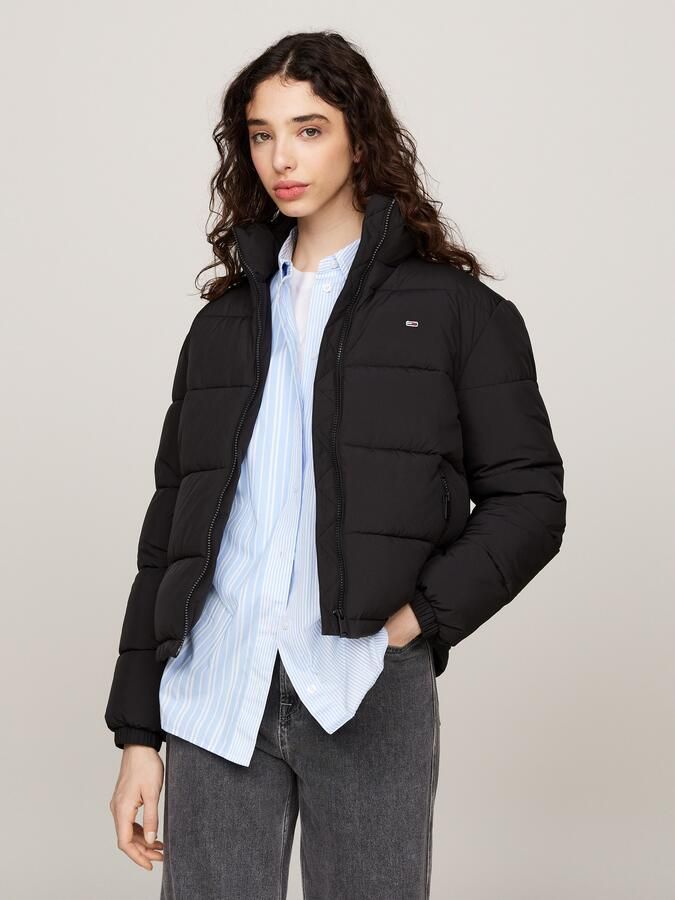 Tommy Jeans Essentiële geborduurde logo gewatteerde jas Black Dames - Foto 3