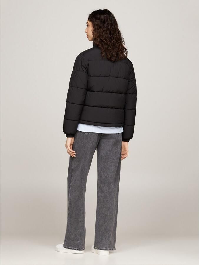 Tommy Jeans Essentiële geborduurde logo gewatteerde jas Black Dames