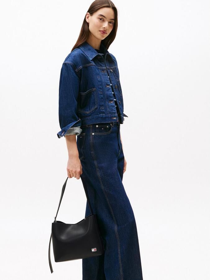 TOMMY JEANS Hobo-tas TJW COOL HOBO BAG dames schoudertas met logovlaggen-sierstuk