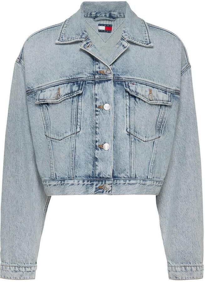 TOMMY JEANS jack OVSZ CROP TRUCKER JACKET BI6012 met korte snit in blauwe was met borstzakken - Foto 9