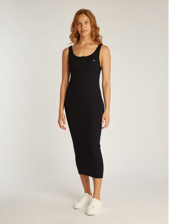 Tommy Hilfiger Chique Wikkelstijl Midi Jurk Black Dames