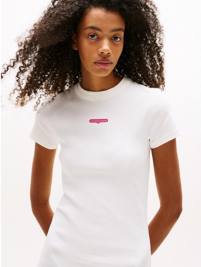 TOMMY JEANS Jerseyjurk TJW SCRIPT MINI RIB DRESS EXT