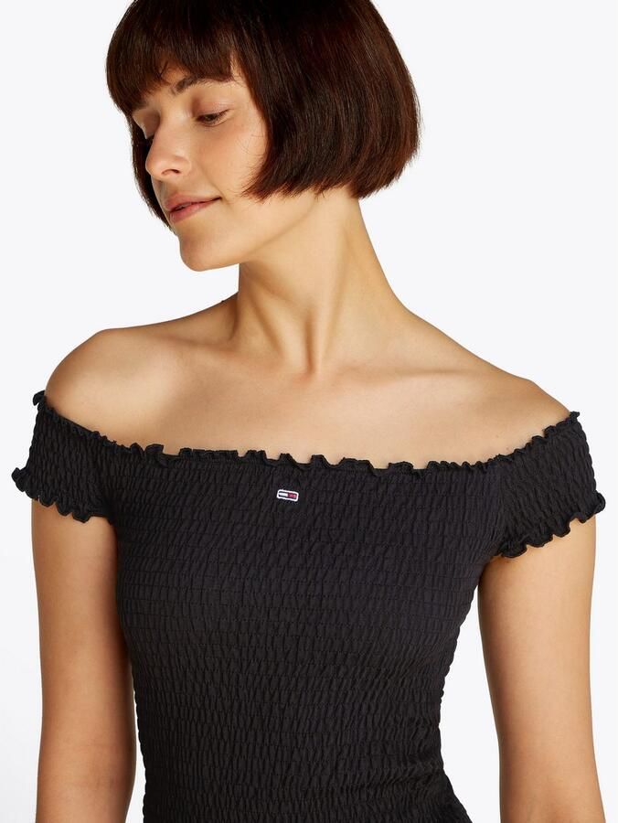 Tommy Jeans Slim fit bodycon-mini-jurk met carmenhals