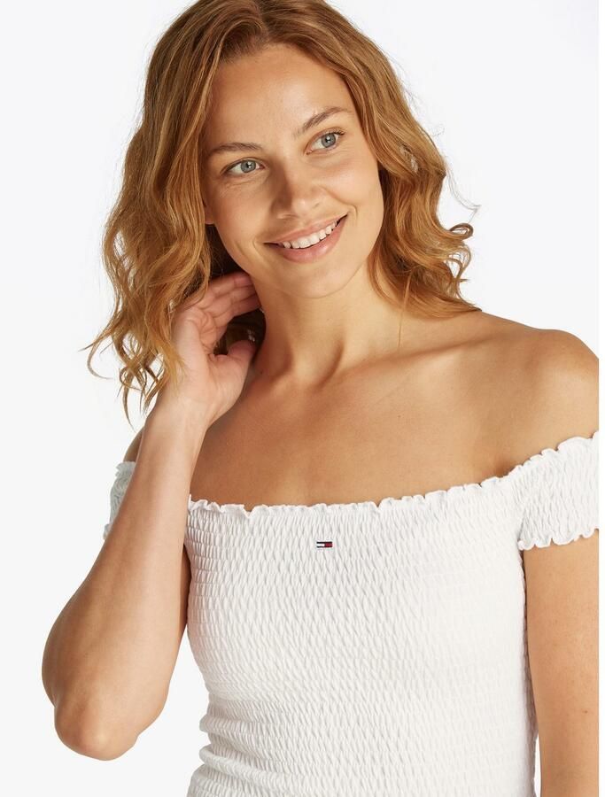 Tommy Jeans Slim fit bodycon-mini-jurk met carmenhals