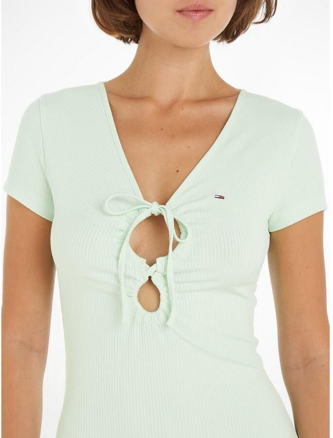 TOMMY JEANS Jerseyjurk TJW TIE GATHERING RIB DRESS