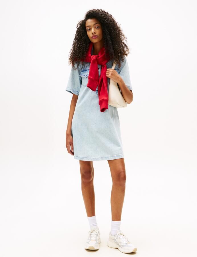 Tommy Jeans denim spijkerjurk light blue denim - Foto 5