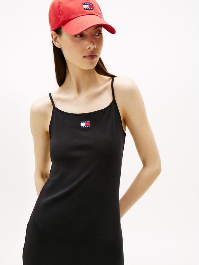 TOMMY JEANS Jurk met bandjes TJW STRAPPY BADGE RIB MIDI DRESS