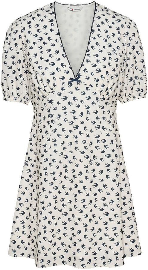TOMMY JEANS Mini-jurk TJW SS CREPE MINI DRESS met strikdetail vogelpatroon - Foto 8