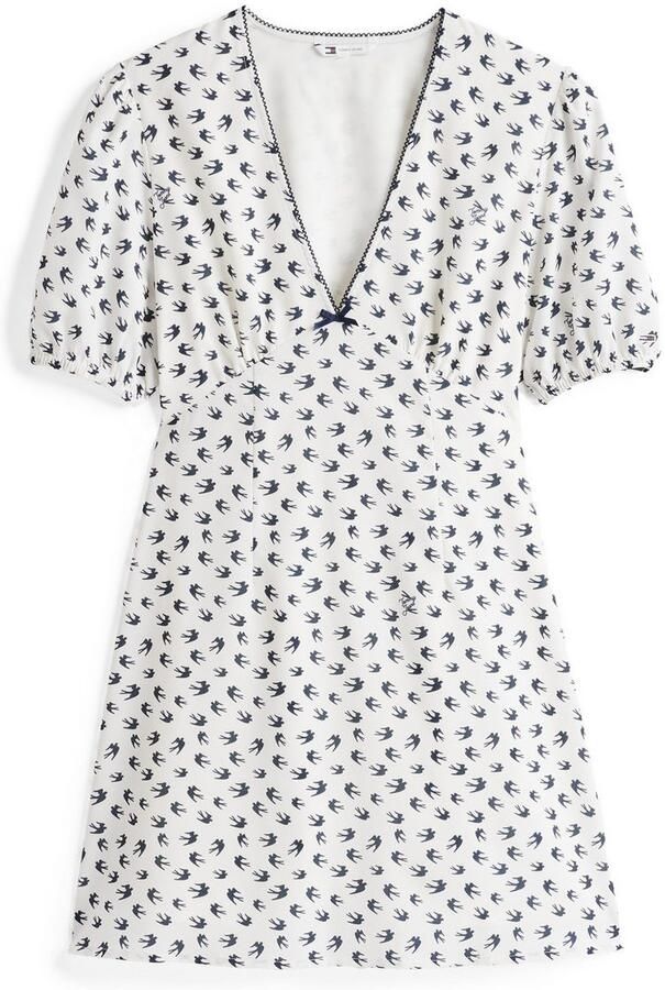 TOMMY JEANS Mini-jurk TJW SS CREPE MINI DRESS met strikdetail vogelpatroon - Foto 7