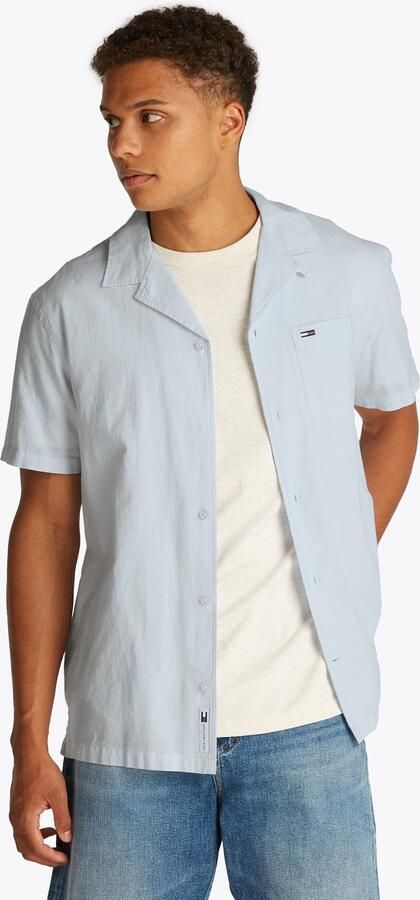 Tommy Jeans Regular fit vrijetijdsoverhemd van een mix van katoen en linnen met borstzak - Foto 6