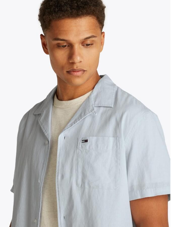 Tommy Jeans Regular fit vrijetijdsoverhemd van een mix van katoen en linnen met borstzak - Foto 3