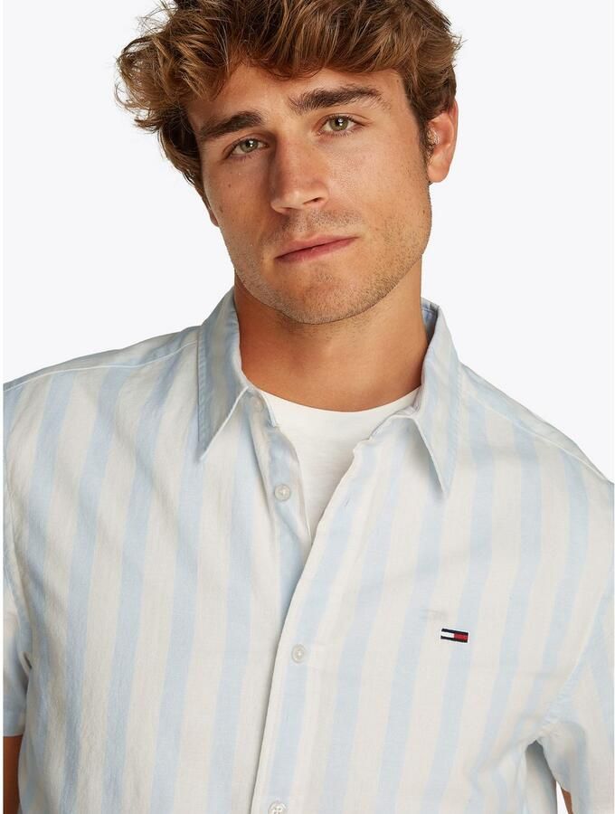 Tommy Jeans Regular fit vrijetijdsoverhemd van een mix van katoen en linnen - Foto 3