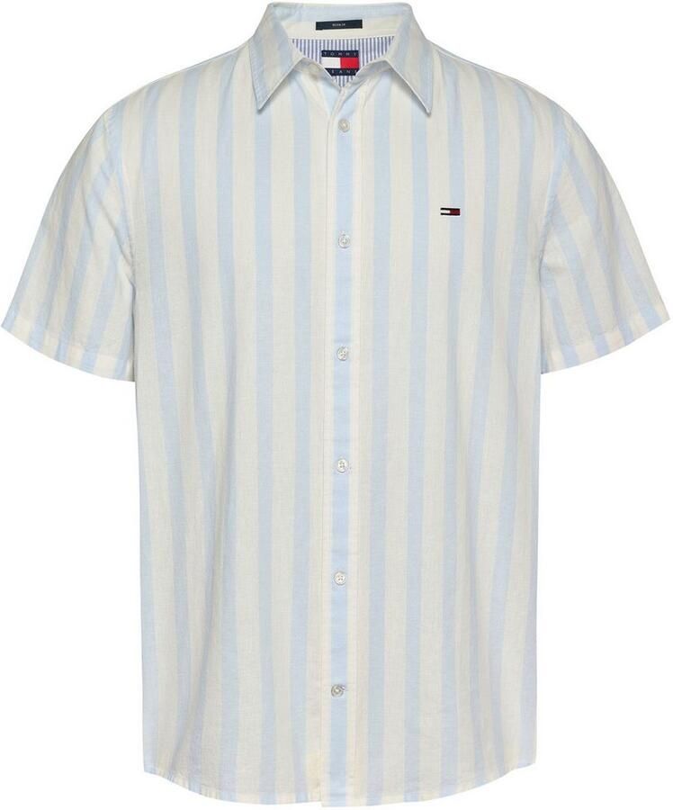 Tommy Jeans Regular fit vrijetijdsoverhemd van een mix van katoen en linnen