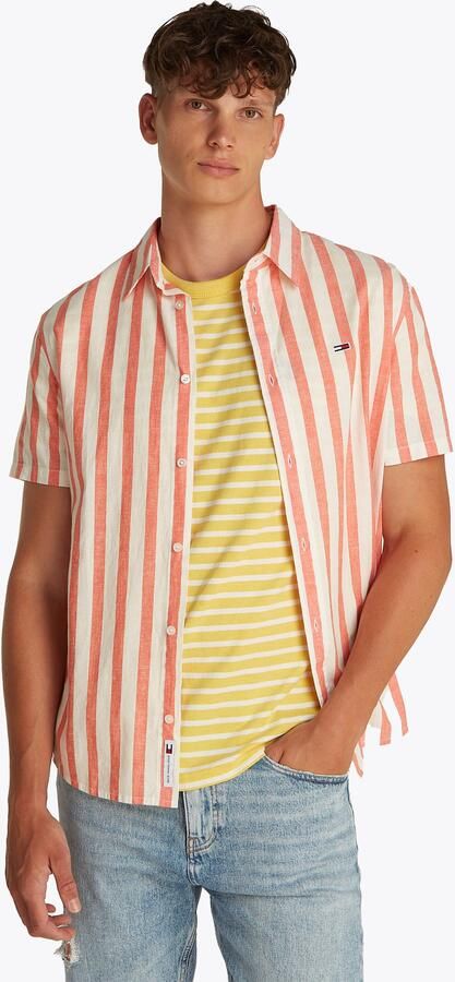 Tommy Jeans Regular fit vrijetijdsoverhemd van een mix van katoen en linnen - Foto 6