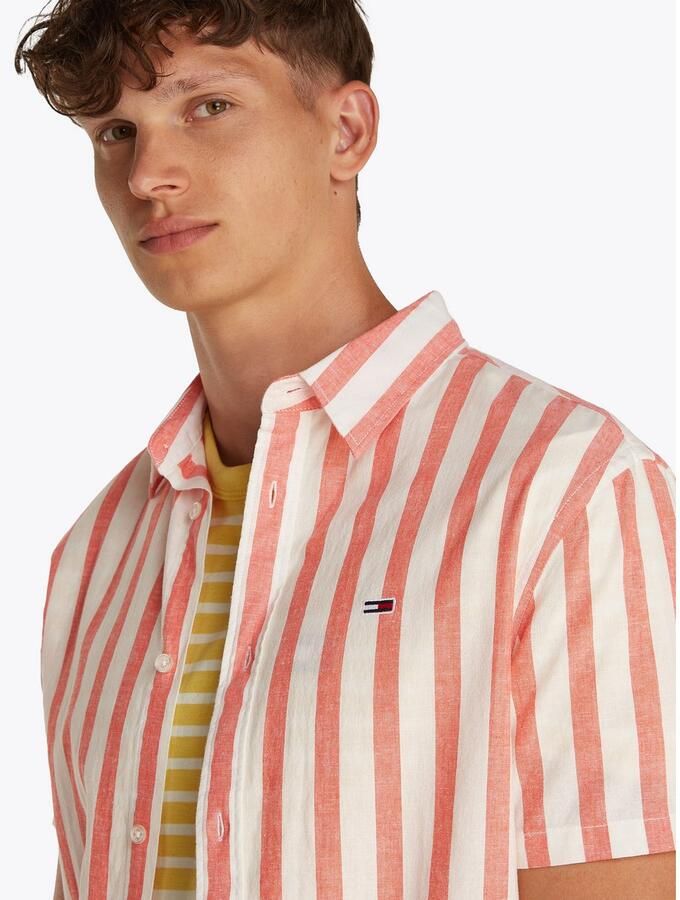 Tommy Jeans Regular fit vrijetijdsoverhemd van een mix van katoen en linnen - Foto 3