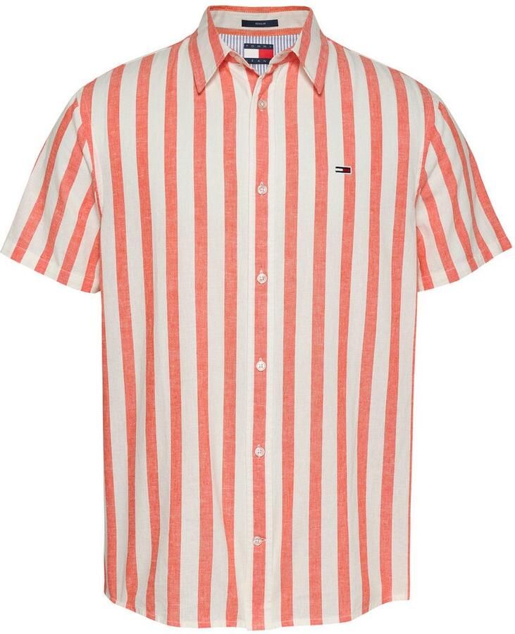 Tommy Jeans Regular fit vrijetijdsoverhemd van een mix van katoen en linnen