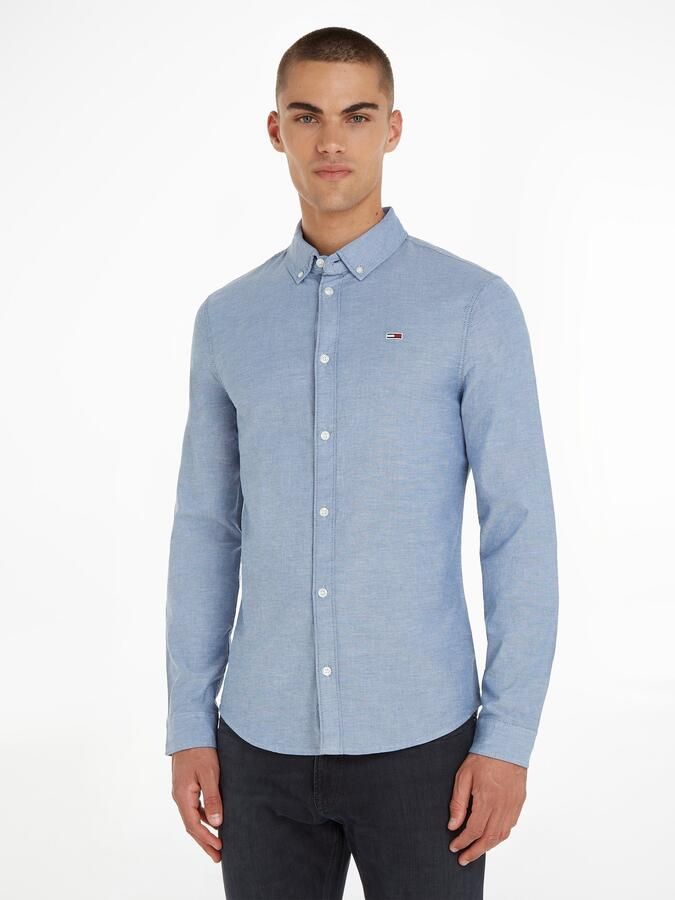 Tommy Jeans Slim fit vrijetijdsoverhemd met logostitching model 'OXFORD' - Foto 3
