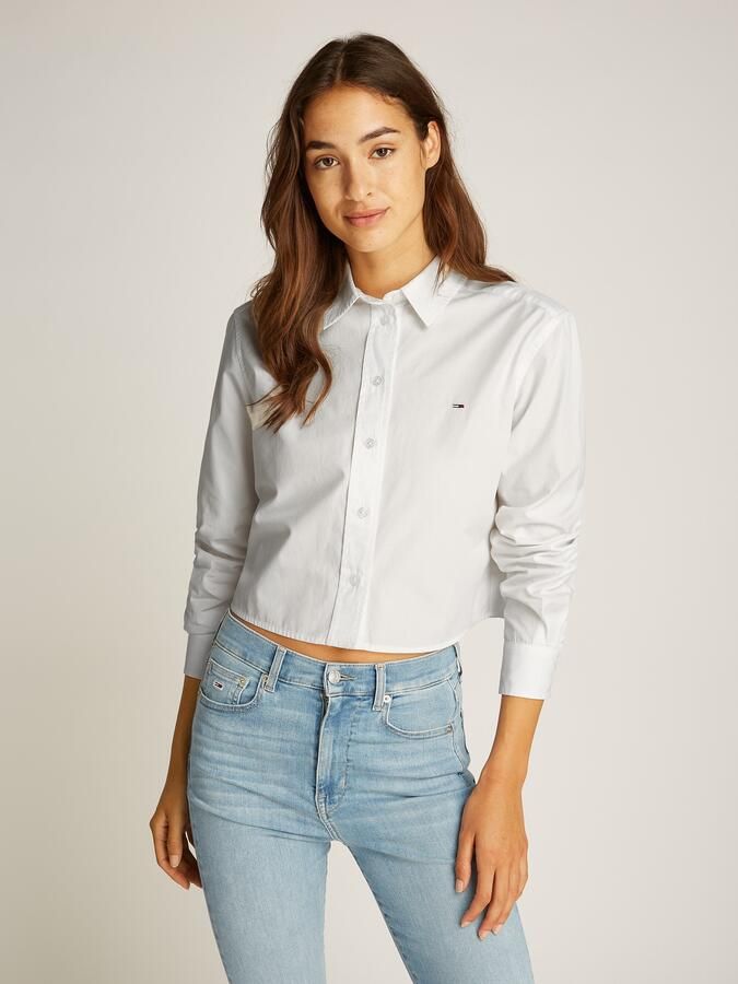 TOMMY JEANS Overhemdblouse TJW CRP RLX POPLIN SHIRT in verkorte lengte met logoborduring - Foto 6