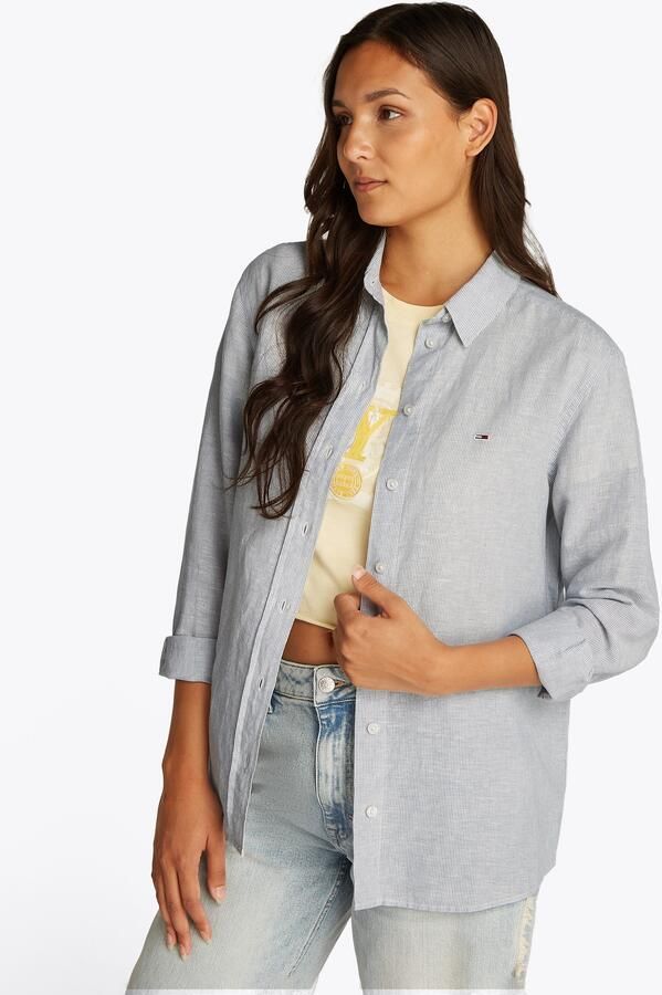 Tommy Jeans Relaxed fit blouseshirt van een mix van katoen en linnen - Foto 7
