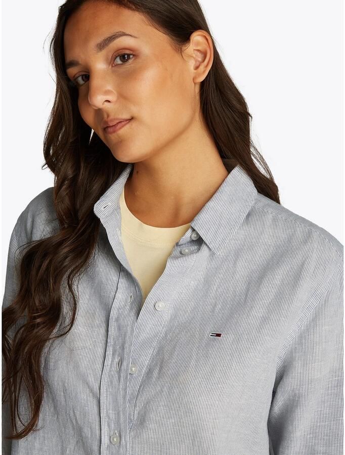 Tommy Jeans Relaxed fit blouseshirt van een mix van katoen en linnen