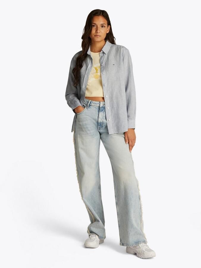 Tommy Jeans Relaxed fit blouseshirt van een mix van katoen en linnen - Foto 4