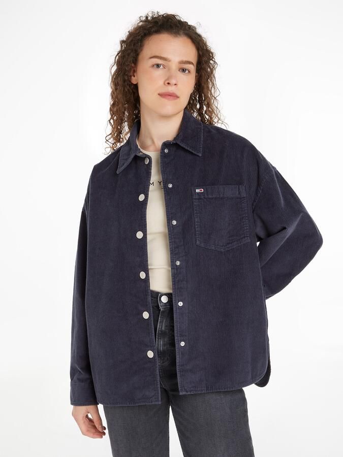 Tommy Jeans Curve Overhemdblouse TJW WASHED CORD OVERSHIRT EXT Grote maten fijncord drukker afgeronde zoom - Foto 5