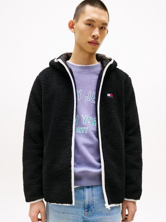 TOMMY JEANS Pluchen jack TJM REG BADGE TEDDY ZIP TRU EXT Vrijetijdsjas overgangsjas teddyjas met logopatch - Foto 7