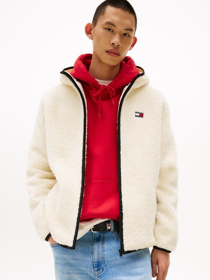 TOMMY JEANS Pluchen jack TJM REG BADGE TEDDY ZIP TRU EXT Vrijetijdsjas overgangsjas teddyjas met logopatch - Foto 11