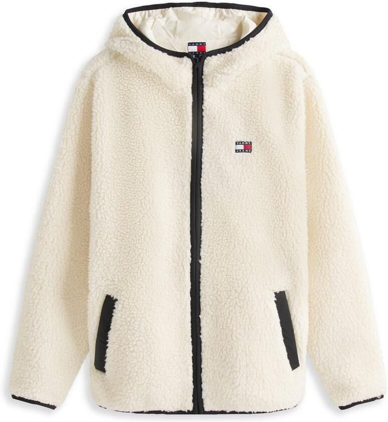 TOMMY JEANS Pluchen jack TJM REG BADGE TEDDY ZIP TRU EXT Vrijetijdsjas overgangsjas teddyjas met logopatch - Foto 8