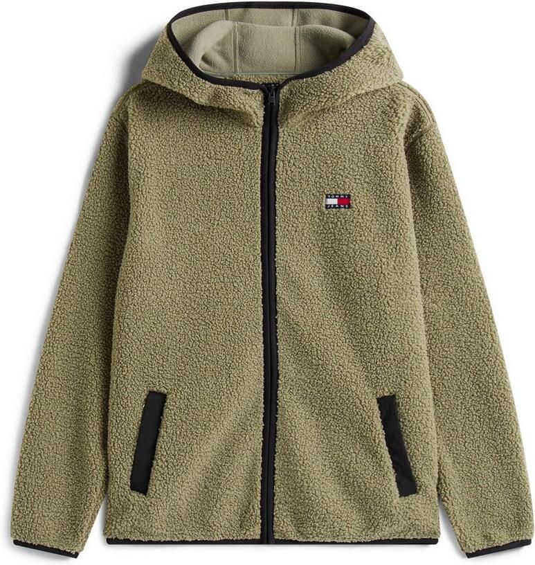 TOMMY JEANS Pluchen jack TJM REG BADGE TEDDY ZIP TRU EXT Vrijetijdsjas overgangsjas teddyjas met logopatch