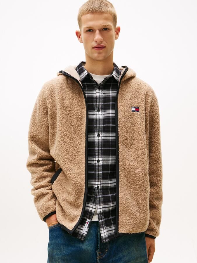 TOMMY JEANS Pluchen jack TJM REG BADGE TEDDY ZIP TRU EXT Vrijetijdsjas overgangsjas teddyjas met logopatch - Foto 5