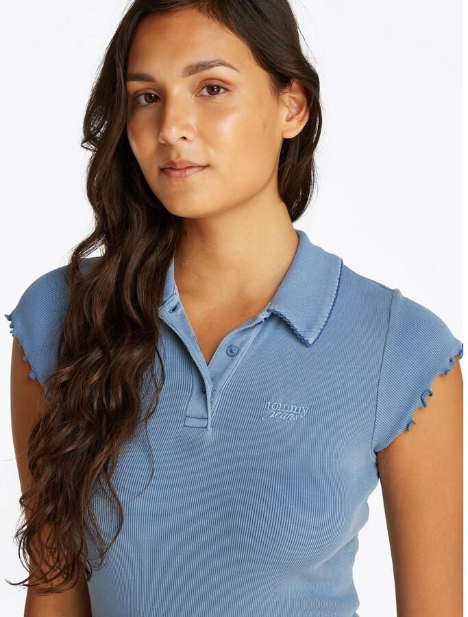 TOMMY JEANS Polojurk TJW GMD RIB POLO SS DRESS met geribde structuur babylockzoom